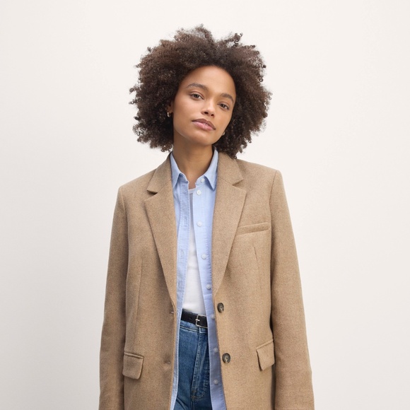Everlane Women's Oversized Blazer in Wool in Beige Twill, Size 8 - Picture 4 of 4